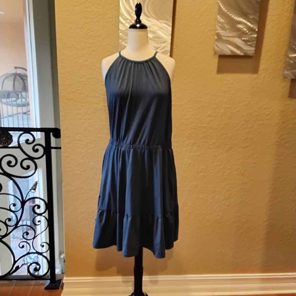 Chic Navy Halter Midi Dress